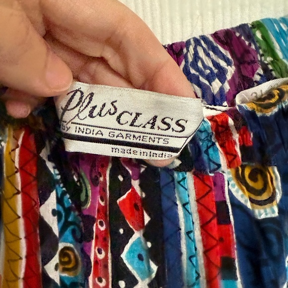 VTG Plus Class India Cotton Tiered Boho Maxi Skirt M Colorful Patchwork Floral - Picture 6 of 7